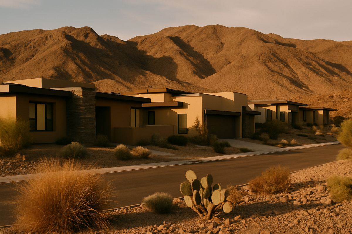Desert-style homes set into a rocky MacDonald Ranch hillside